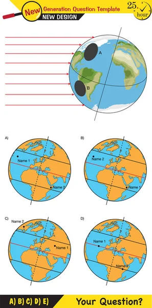 Física Movimientos Tierra Alrededor Del Sol Formación Las Estaciones Plantilla — Vector de stock