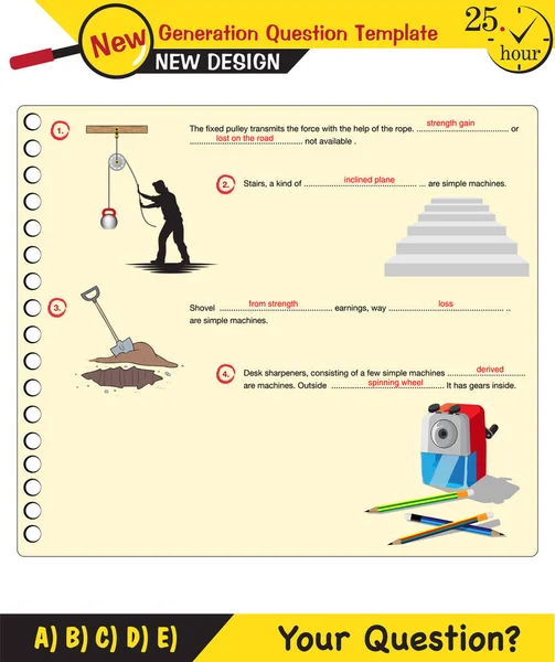 Physics Simple Machines Next Generation Question Template Dumb Physics Figures — Stok Vektör