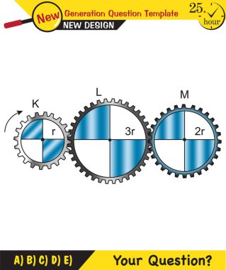 Physics - Simple machines, pulleys, gears, next generation question template, dumb physics figures, exam question, eps 