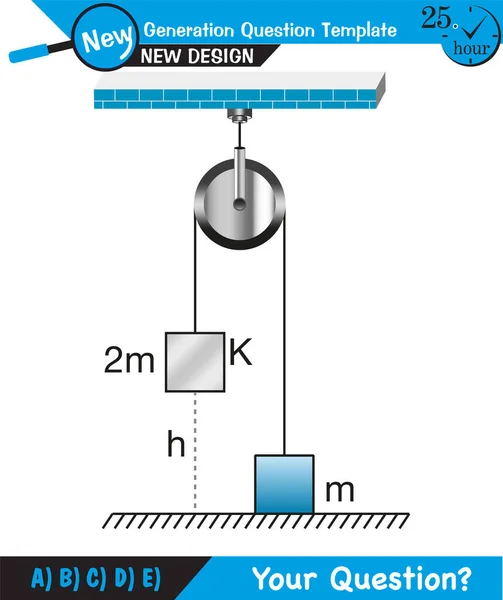 Physics Education Illustrations Motion Laws Motion Simple Machines Springs Pulleys — Stock Vector