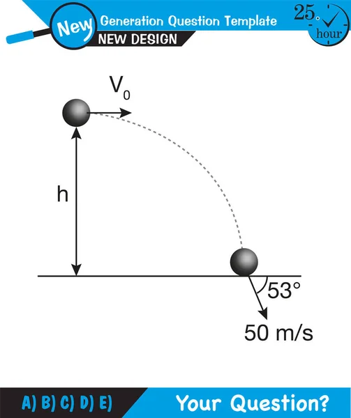 Física Ilustración Vectorial Fuerzas Movimiento Vectores Plano Plantilla Preguntas Próxima — Vector de stock
