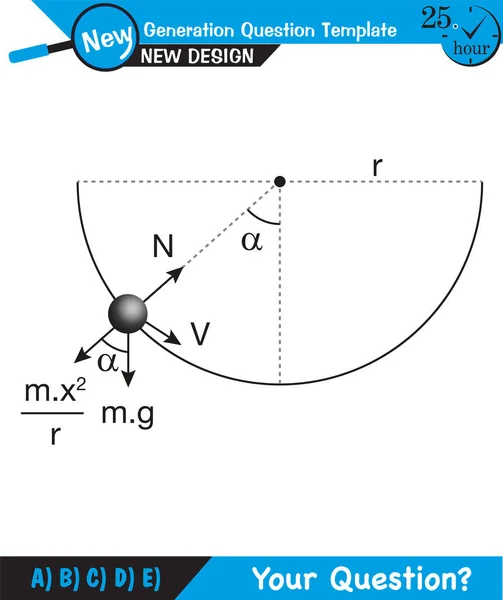 Physik Gleichmäßige Kreisbewegung Mit Wechselnden Positions Und Geschwindigkeitsvektoren Und Winkeln — Stockvektor