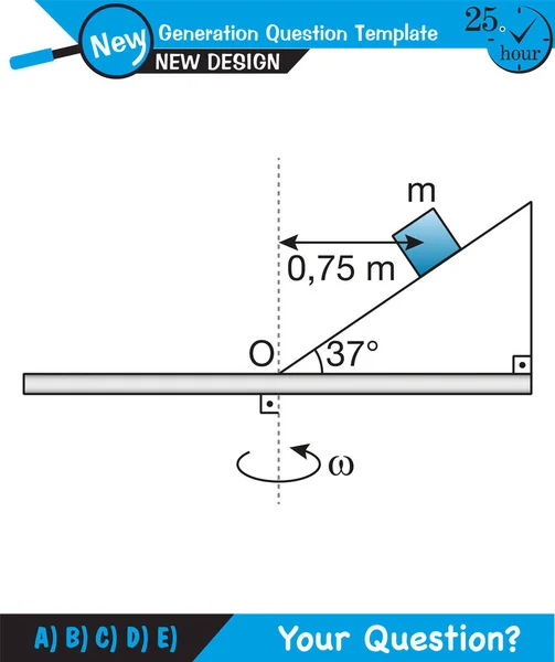 物理学 具有不断变化的位置和速度矢量及角度的均匀圆形运动 下一代问题模板 考试问题 — 图库矢量图片
