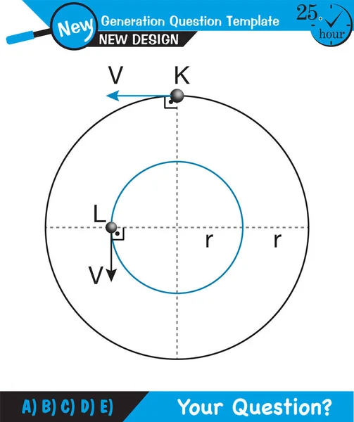 Física Movimiento Circular Uniforme Con Vectores Ángulos Posición Velocidad Cambiantes — Archivo Imágenes Vectoriales