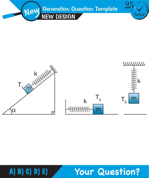 Fisica Sistema Primaverile Movimento Una Massa Una Molla Ideale Movimento — Vettoriale Stock