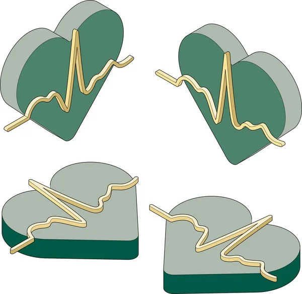 Трехмерная Изометрическая Иконка Которая Вызывает Изображение Электрокардиограммы Белый Фон Использоваться — стоковый вектор