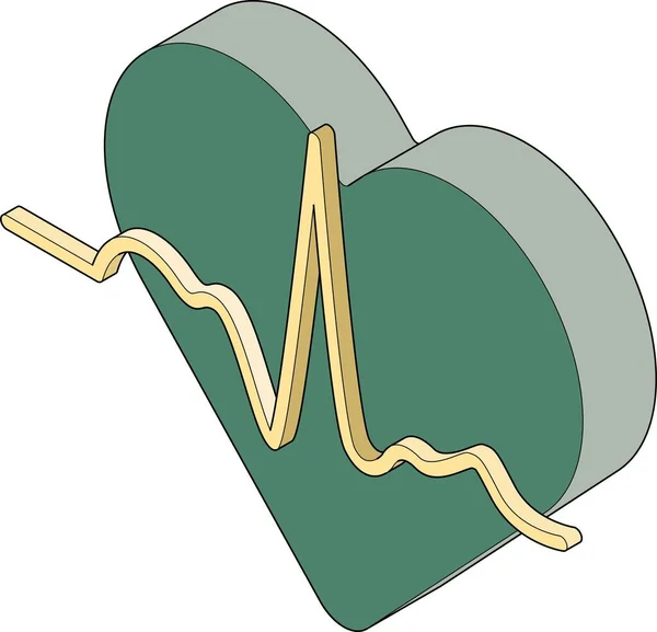 Icona Isometrica Tridimensionale Che Evoca Immagine Elettrocardiogramma Sfondo Bianco Infografiche — Vettoriale Stock