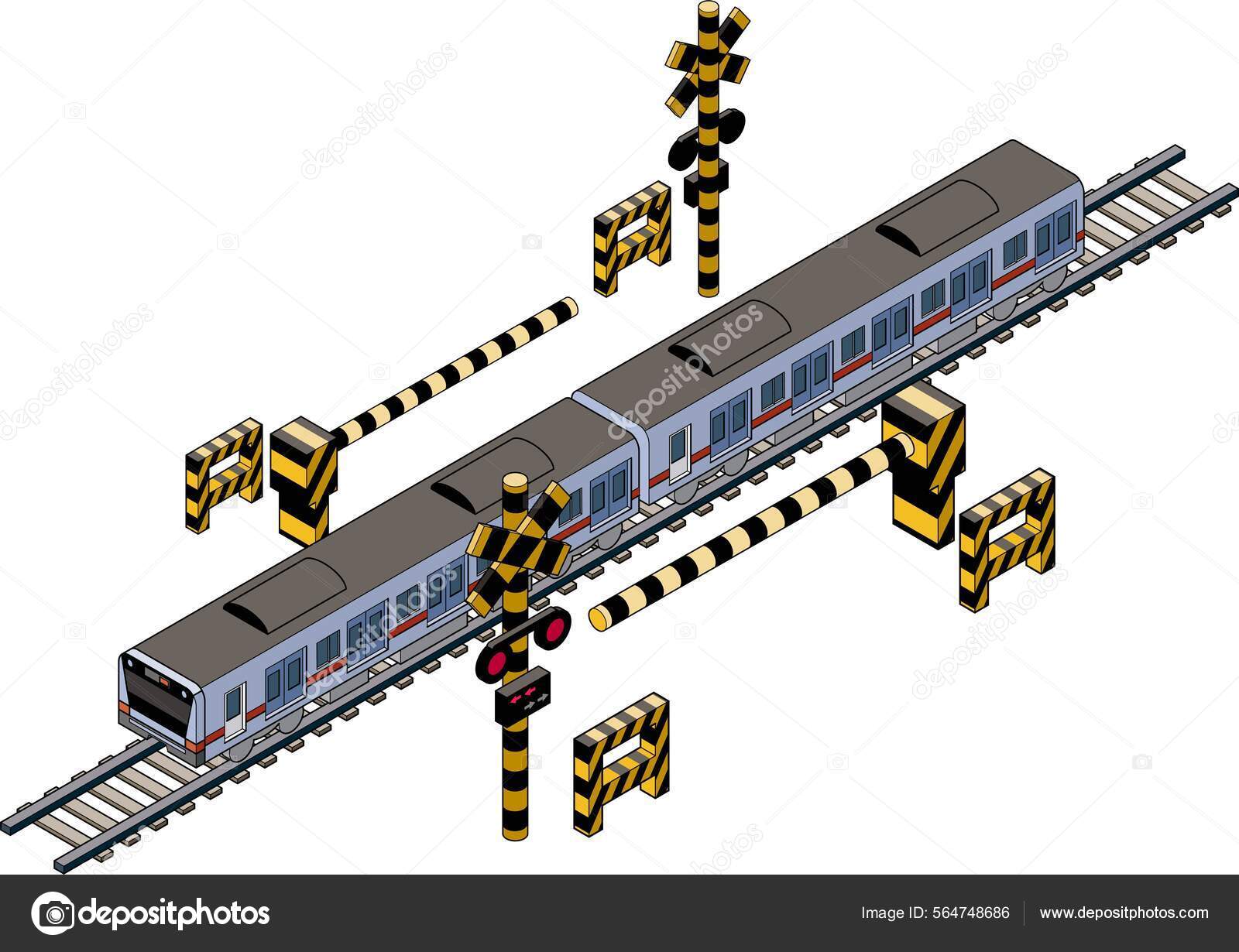Ilustración Tren Naranja Tridimensional Que Circula Por Una Vía Férrea  Vector de stock #564748686 de ©spm2yagi8www@gmail.com, image size:1600x1230