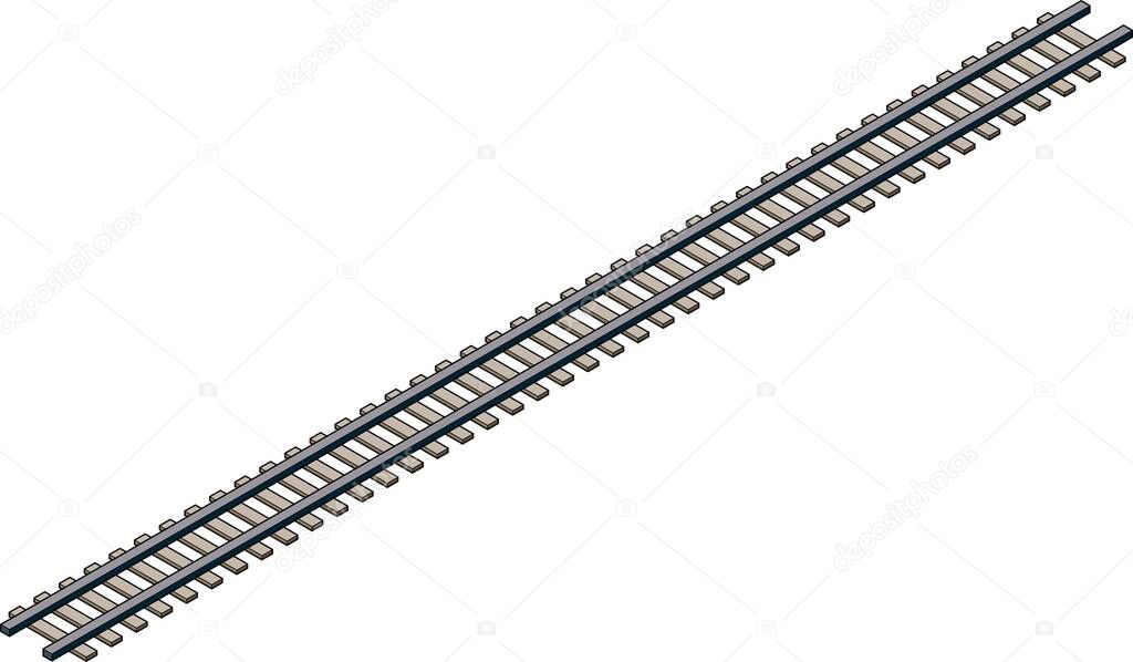 Illustration of a three-dimensional isometric style railroad track with main lines. Material that can be used for infographics. Pop image. Transportation concept.