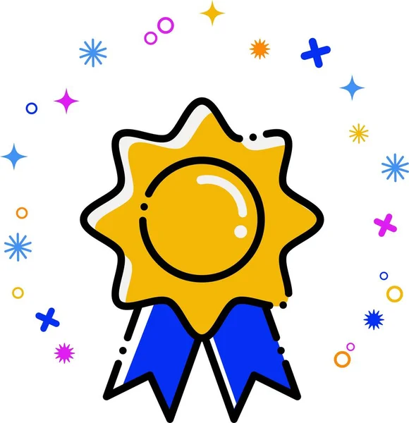 Vector Illustration Golden Rosette Icon Symbol Success Winner Cute Icon —  Vetores de Stock