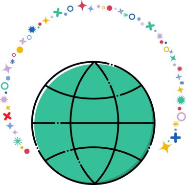 Simple earth icon illustration. Internet and global concept. Vector material with changeable colors