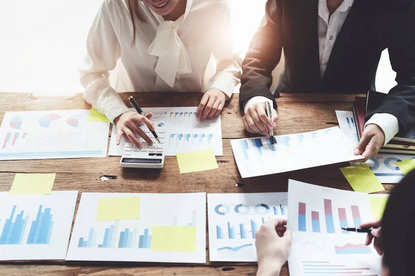 Financial Brainstorming Data Analysis Planning Marketing Accounting Economist Using Calculator — Stock Fotó