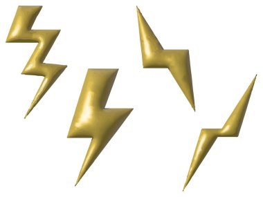 Yıldırım, radyo dalgalarının çizimi, üç boyutlu üç boyutlu altın metalik doku