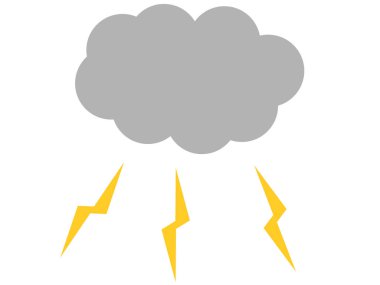 Bulut ve gök gürültüsü tasviri, basit katı renk, hava sembolü