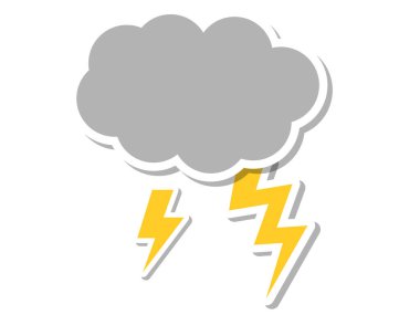 Bulut ve gök gürültüsü tasviri, basit katı renk, hava sembolü