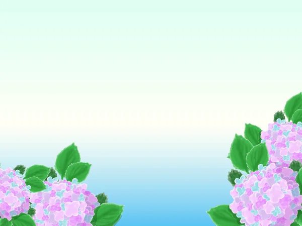 Clip Art Hortensia Fond Bleu Clair — Image vectorielle