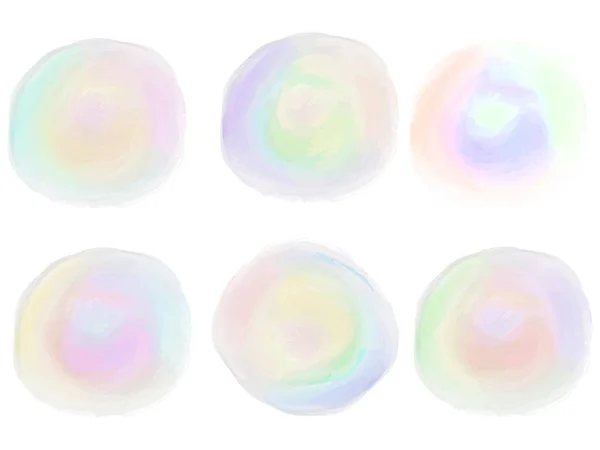 Soap Bubbles Watercolor Touch Circular Frame Color Set — 스톡 벡터