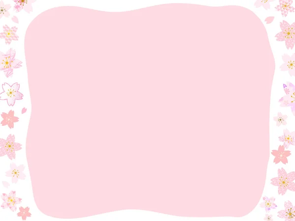 Illustration Left Right Frames Cherry Blossoms Japanese Pattern Pink Text — ストックベクタ