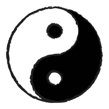 Yin-yang tai-chi drawn with brush textures, fortune-telling and occult motifs