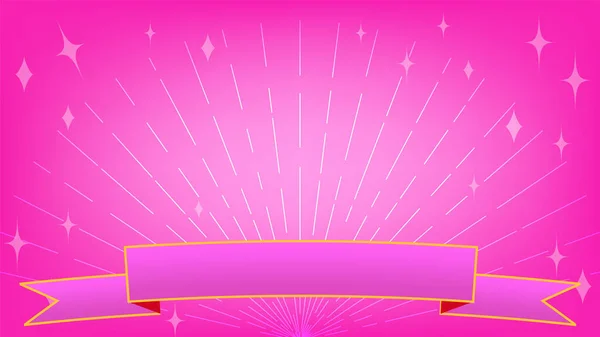 Блискучі Алмази Сонячні Промені Рожевий Градієнтний Фон Стрічкою Текстової Рамки — стоковий вектор