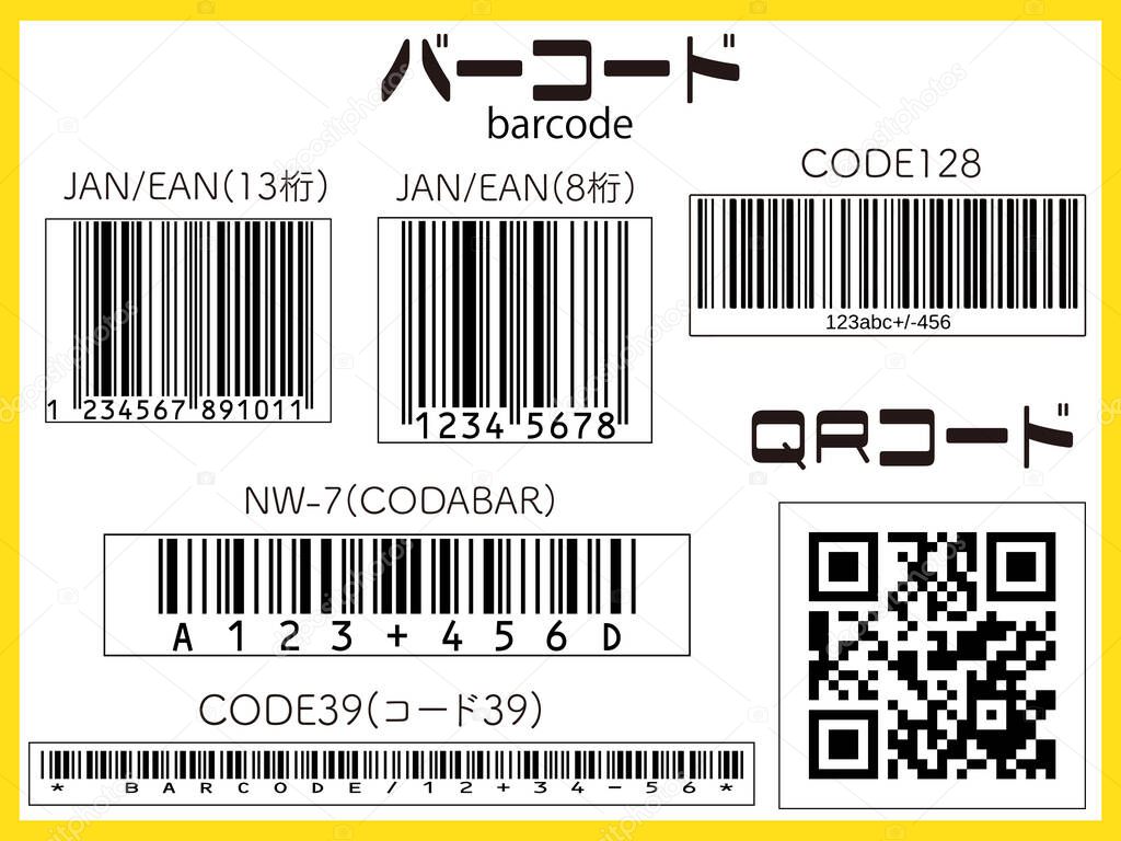 Various sets of barcodes, fake illustrations