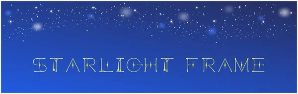 Fénylő Csillagokkal Szórt Éjszakai Égbolt Vízszintes Kerete — Stock Vector