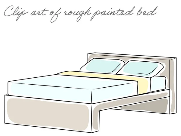Bed Illustration Rough Painted Color — Stockvector