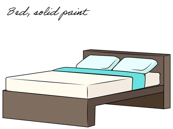Bed Bedding Furniture Simple Sticky Cut Illustration — Stockvector