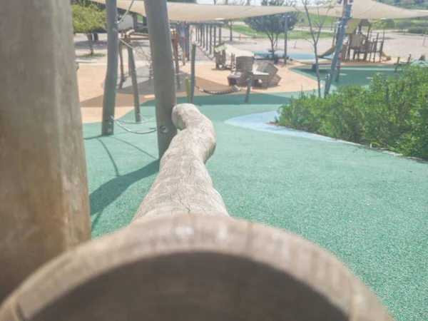 Jogo Obstáculos Divertidos Parque Infantil Madeira Para Crianças Parque — Fotografia de Stock