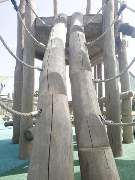 Jogo Divertido Parque Infantil Madeira Para Crianças Parque — Fotografia de Stock