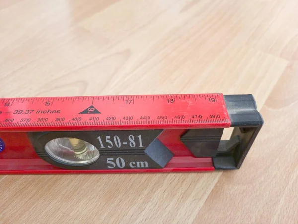 Red Modern Pocket Spirit Level Tool Water Level Measurement — Stock Photo, Image