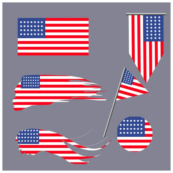 United States Flag Six Styles — Wektor stockowy