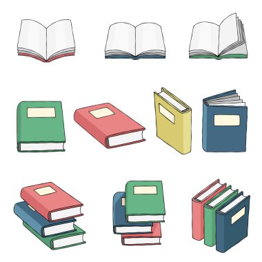 Çizim biçimi vektöründe kitap kümesi