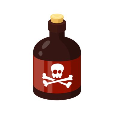 Zehirli cam şişe düz ikon vektörü beyaz üzerinde izole