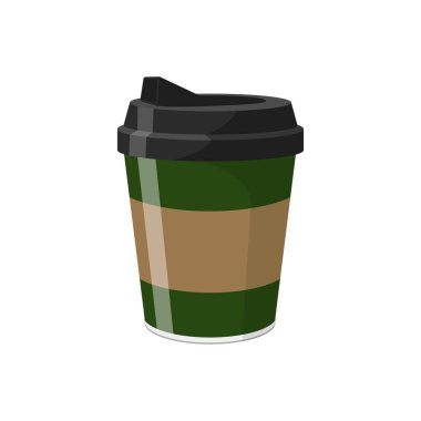 Moda düz tasarım havalı kahve fincanı beyaz zemin üzerinde izole vektör, nesneler grafik tasarım.