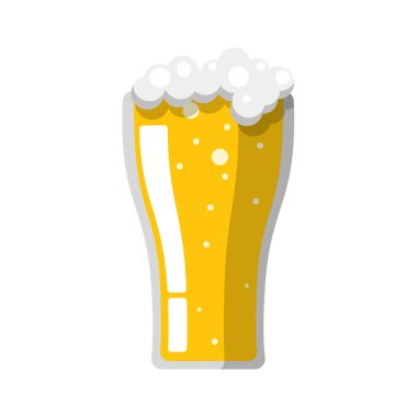 Moda düz tasarım bira bardağı beyaz zemin üzerinde izole vektör, nesneler grafik tasarım.