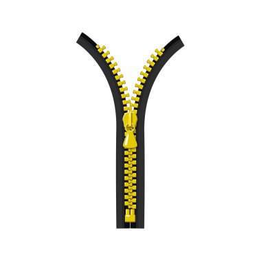 Beyaz arkaplanda izole edilmiş düz tasarım fermuar, nesneler grafik tasarım.