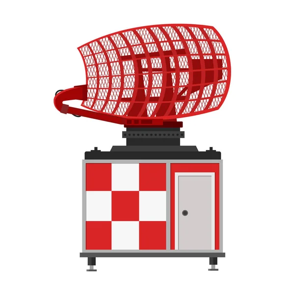 Radar istasyonu beyaz zemin üzerinde izole edilmiş vektör, iletişim ekipmanları teknoloji konsepti grafik tasarımı.