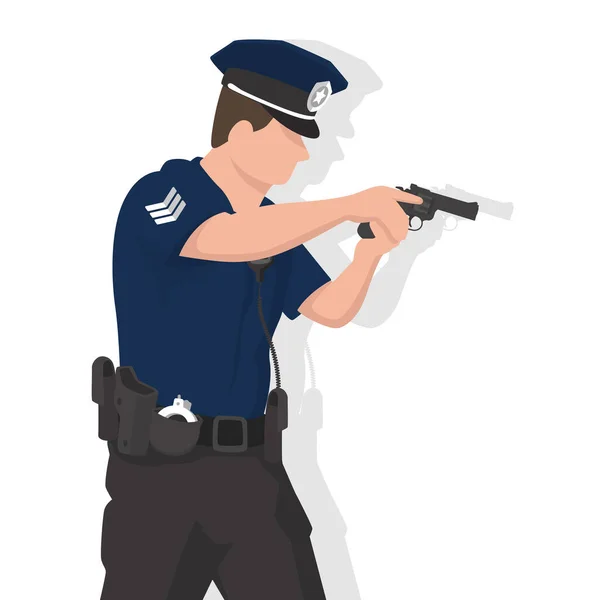 Police Man Modern Flat Style Simple People Concept White Background — Stock Vector