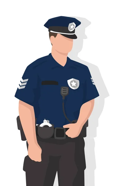 Homem Polícia Estilo Plano Moderno Conceito Pessoas Simples Fundo Branco — Vetor de Stock