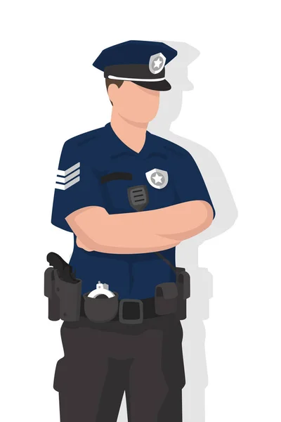 Поліцейський Чоловік Сучасному Пласкому Стилі Концепція Простих Людей Білому Тлі — стоковий вектор
