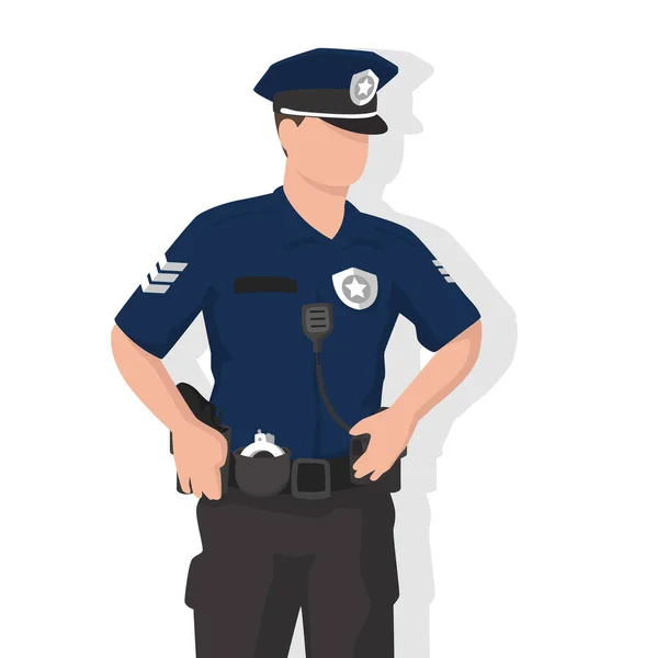 Poliziotto Stile Moderno Piatto Semplice Concetto Persone Sfondo Bianco — Vettoriale Stock