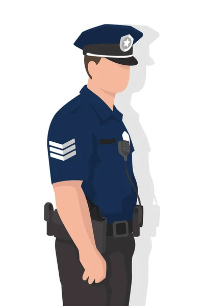 Police Man Modern Flat Style Simple People Concept White Background — Stock Vector