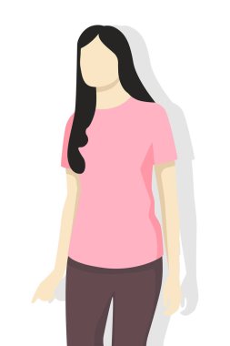 Modern tarz vektör illüstrasyonundaki kadın, beyaz arka planda izole edilmiş basit düz gölge..