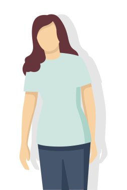 Modern tarz vektör illüstrasyonundaki kadın, beyaz arka planda izole edilmiş basit düz gölge..