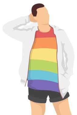 Gey, lezbiyen, biseksüel, transseksüel hakları, modern tarz vektör illüstrasyonları, mor arka planda izole edilmiş basit düz gölge insanları.