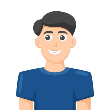 Genç adamın renkli basit düz vektörü tişört giyiyor, sporcu adam, insanların konsept vektör çizimi.