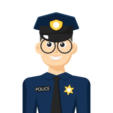 Polis simgesi, simgesi veya sembolünün renkli basit düz vektörü, insanlar vektör illüstrasyonunu kavramsallaştırıyor.