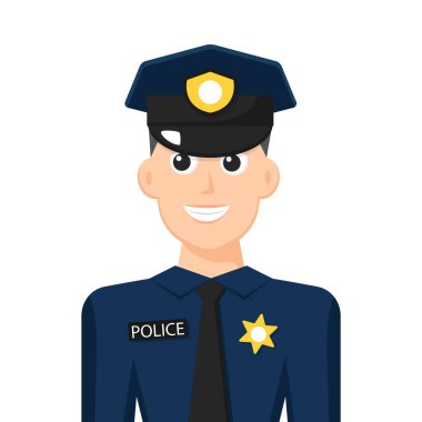 Polis simgesi, simgesi veya sembolünün renkli basit düz vektörü, insanlar vektör illüstrasyonunu kavramsallaştırıyor.