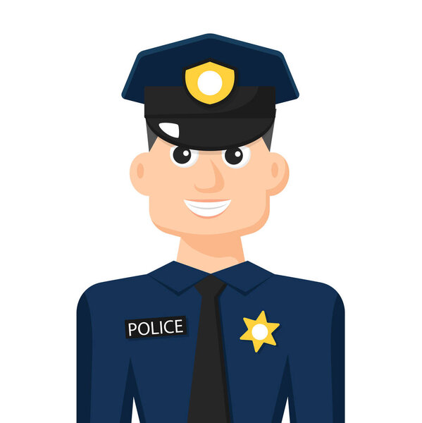 Colorful simple flat vector of policeman, icon or symbol, people concept vector illustration.
